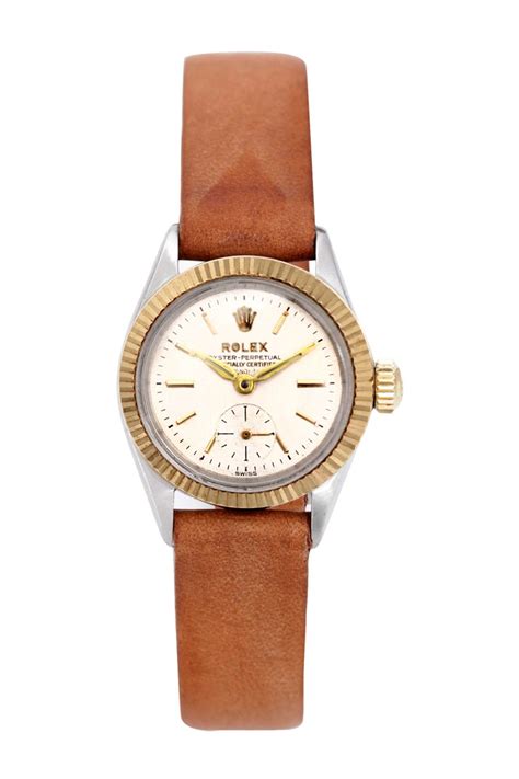 rolex with leather band womens